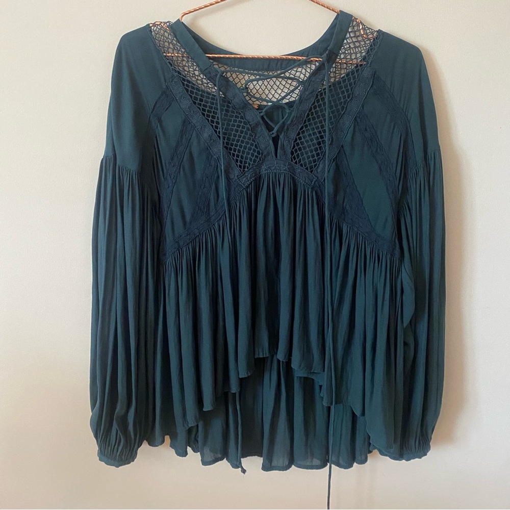 Free People tie front peasant blouse